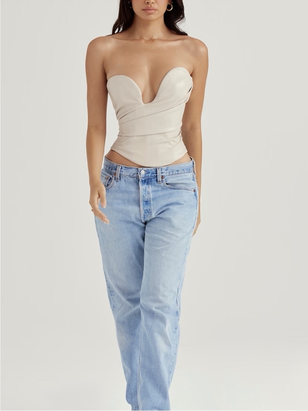 House of CB Cream Strapless
Sweetheart Corset Vegan Leather S